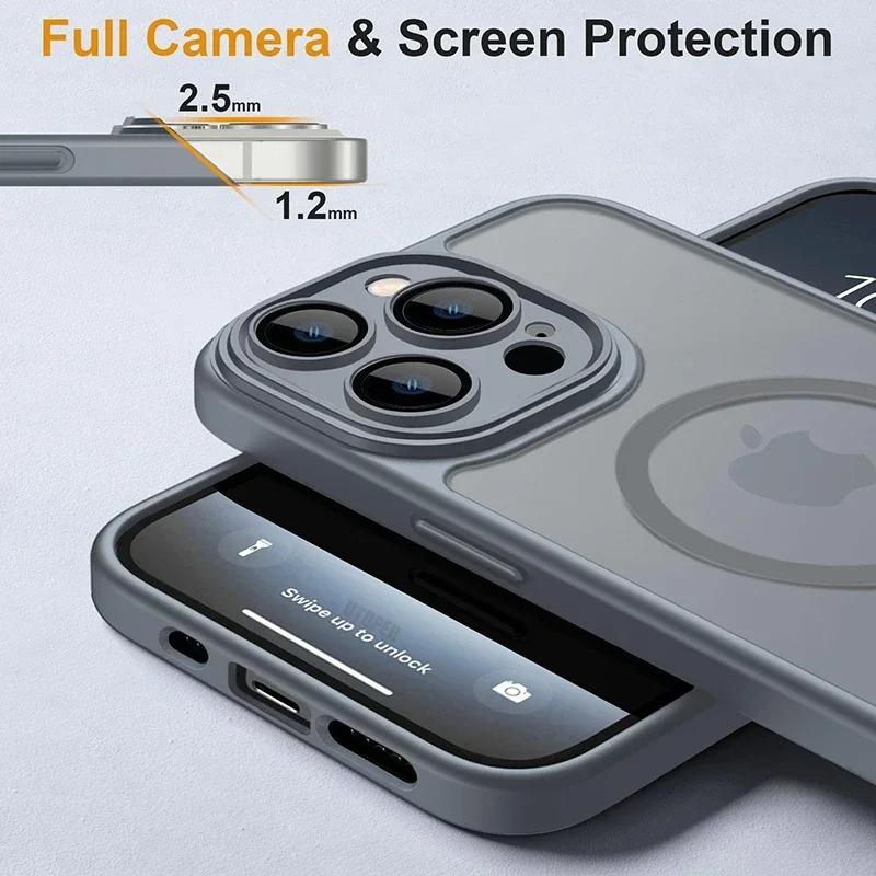 For Magsafe Matte Clear Magnetic Case For iPhone 15 14 Plus 13 12 11 Pro Max Lens Protection Wireless Charging Shockproof Cover