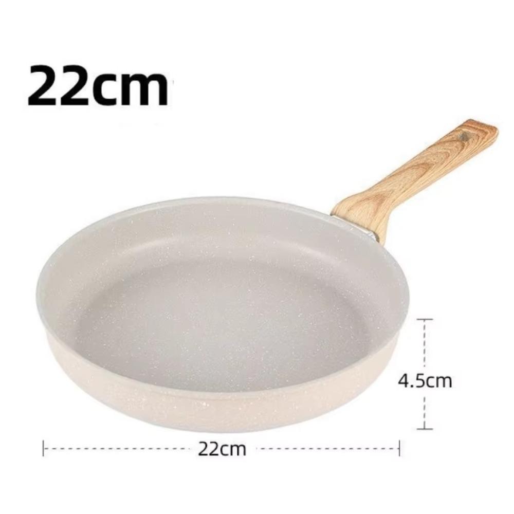 

Wooden Handle Frying Pan Nonstick Pancake Breakfast Pot Steak Cooking Pan Induction Gas Stove Diameter 22cm
