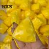 Portable Stress Ball Shapeable Cheese Squeeze Toy, Anxiety Relief Triangle Sensory Toy Slow Rising Cube Pinch Home Office Relaxation Tool