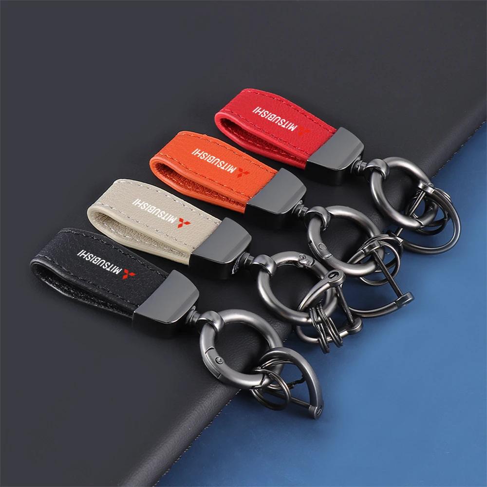 cysvmh1 Leather Car Keychain High-end Gift Key Ring for Mitsubishi Ralliart Lancer Outlander ASX Eclipse Cross Accessories