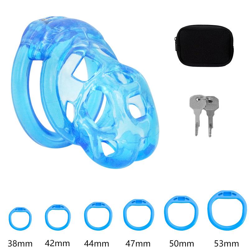 With 5 Size Cock Rings Penis Soft Silicone Chastity Cage Device Anti-Cheating Penis Lock Restraints for Men Discreet Sex Toy 18+
