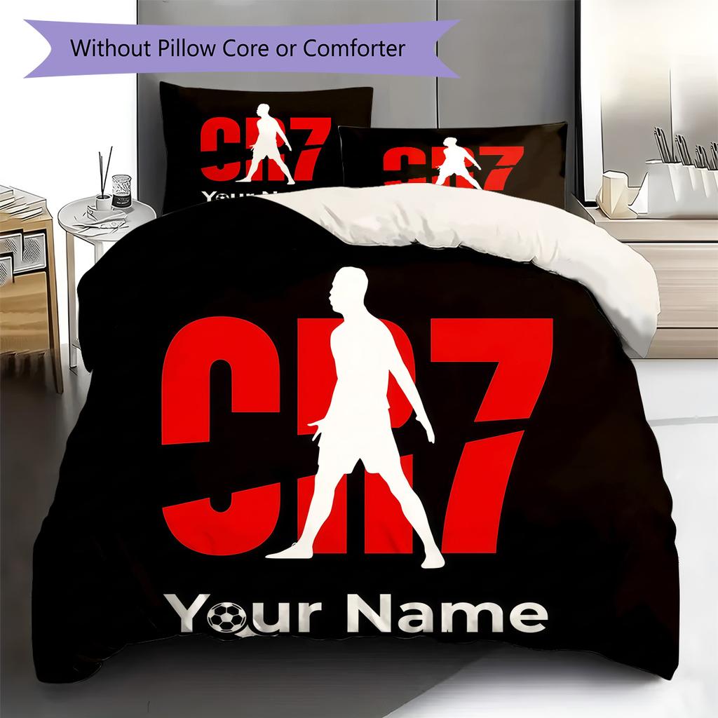 Biancheria da letto personalizzata con nome CR7, Set copripiumino Copripiumino Federa Regalo di compleanno per la casa(1 * copripiumino + 2 * federa, senza nucleo) -HE54