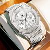 OLEVS Silver Blue Chronograph Men's Watches Fashion Quartz Watch Man Waterproof Luminous Date Stainless Steel Wristwatch
