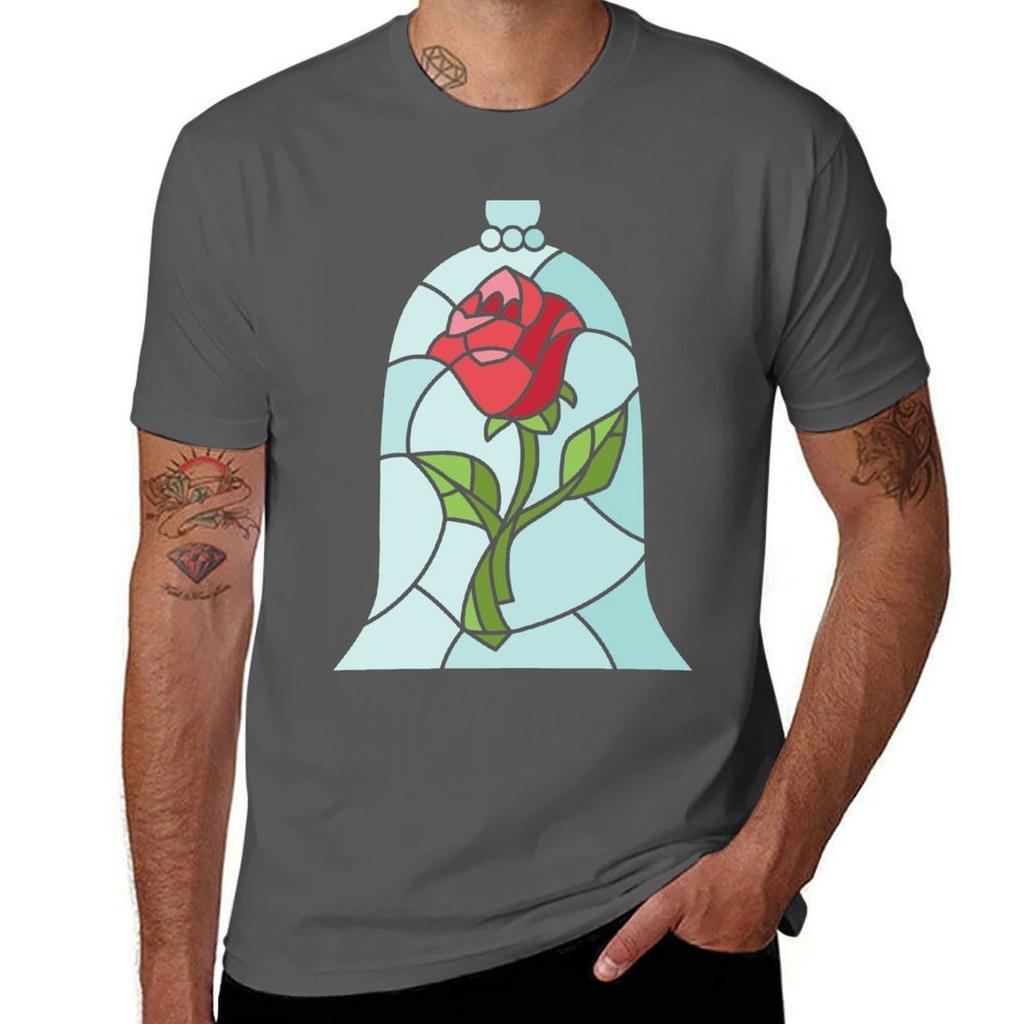 Enchanted Rose Tshirt Basic Crew Neck Short Sleeve Top