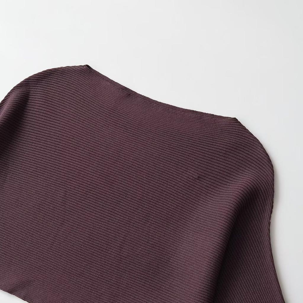 European and American style, new women's clothing, foreign style, long-sleeved one-neck cape knitted sweater 2756044