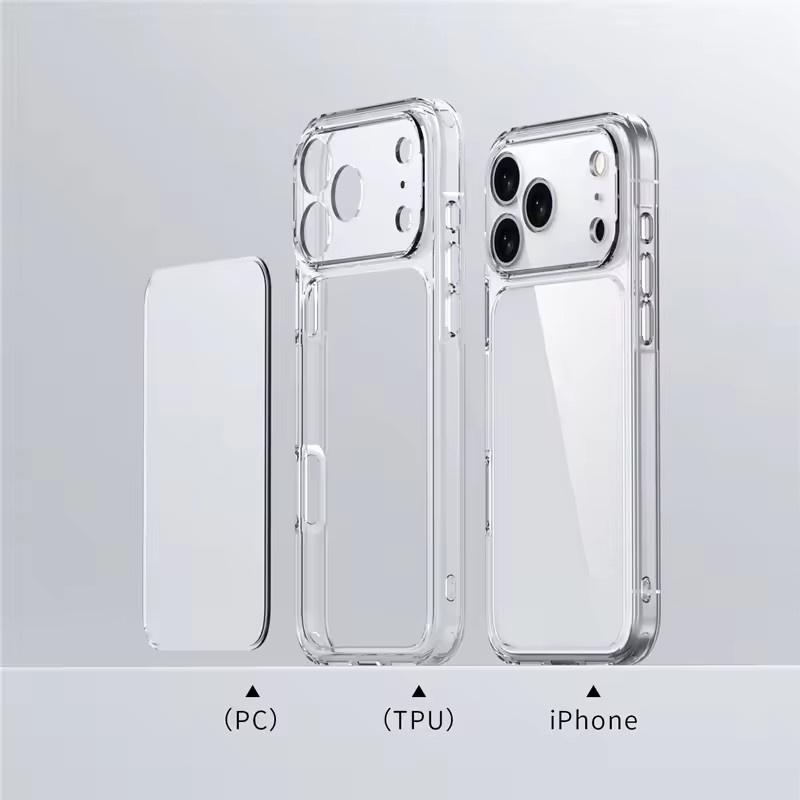 Luxusný Priehľadný Nárazuvzdorný Kryt pre iPhone 17Air 17 17Pro 17Pro Max Priehľadný Hybridný TPU+PC Ochranný Tvrdý Zadný Kryt