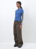PARTIMENTO WOMEN 2Way Belted Layered Parachute Pants_Brown