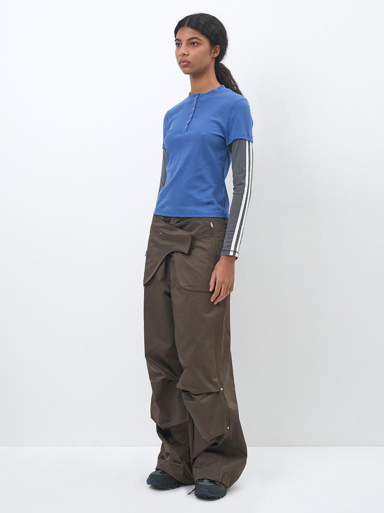PARTIMENTO WOMEN 2Way Belted Layered Parachute Pants_Brown