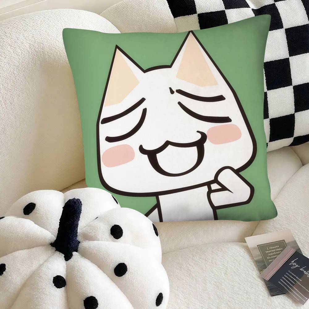 Cute Cartoon Toro Inoue Kawaii Cat Pillow Case Square Pillow Bedroom Sofa Leisure Comfort Cushion Car Home Decoration