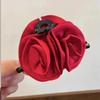 1pc High end satin rose flower claw clip temperament hair clip large elegant back of the head disheveled shark hair