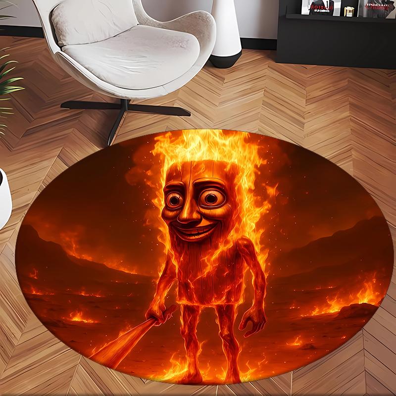 Tung Tung Tung Sahur (1) Round Office Rug Decorative Floor Rug for Office Bedroom Living Room and Home Space