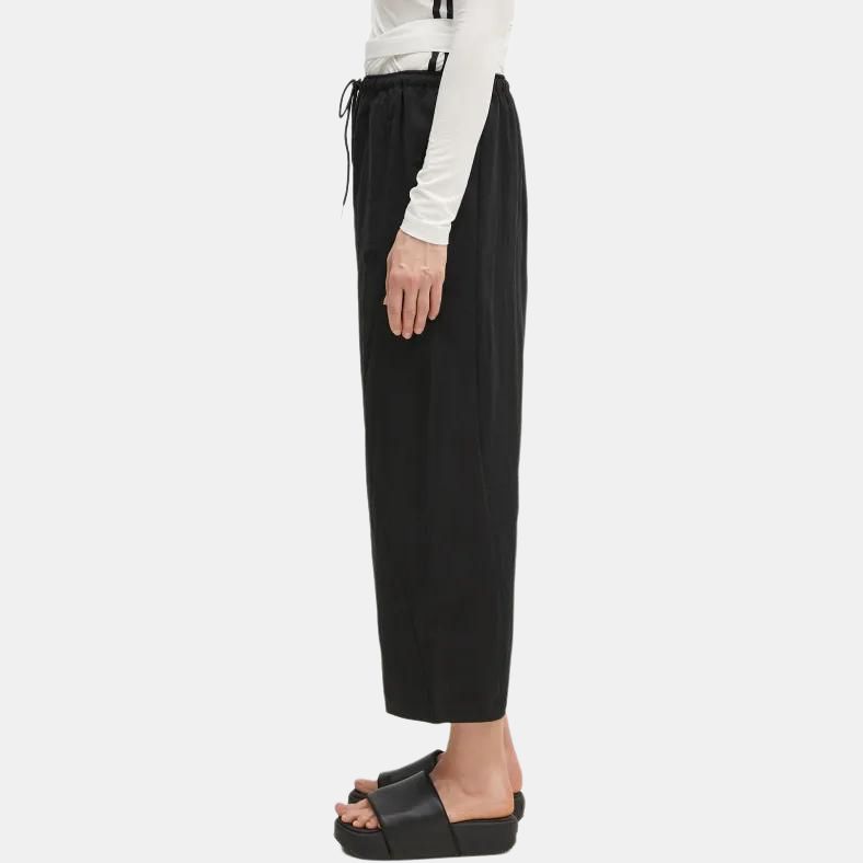 Y-3 Solid Color Lace-Up Loose Casual Pants Men Bottoms Black JD3517