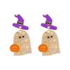 Alloy Halloween Earrings Pair, Holiday Accessory with Embellished Front for Party Outfits, Dress Up Looks and Photos