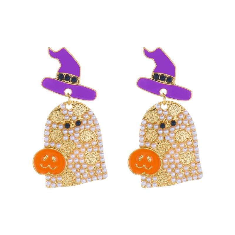 Alloy Halloween Earrings Pair, Holiday Accessory with Embellished Front for Party Outfits, Dress Up Looks and Photos