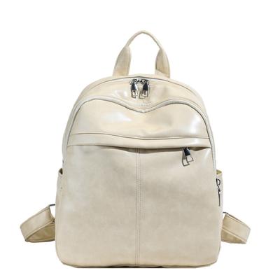 Large-capacity Backpack for Female College Students, Pu Backpack, Korean Version, Sweet and Fresh, Multi-pocket Bag