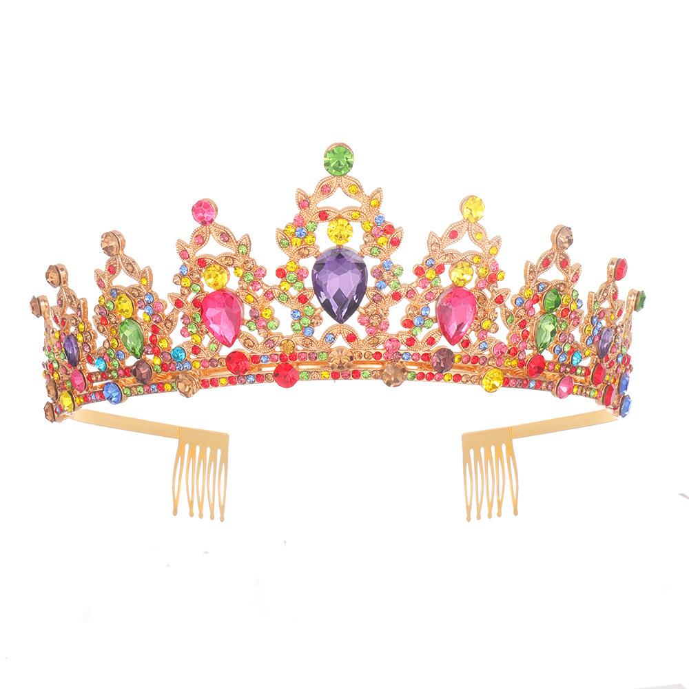Jewel Bride Bridesmaids Comb Crown Baroque Birthday Wedding Banquet Headwear Crown Headband