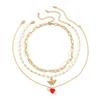 Accessories, Sweet Angel Cross Chain Necklace, Contrast Color Imitation Crystal Heart Multi-layer Necklace for Women