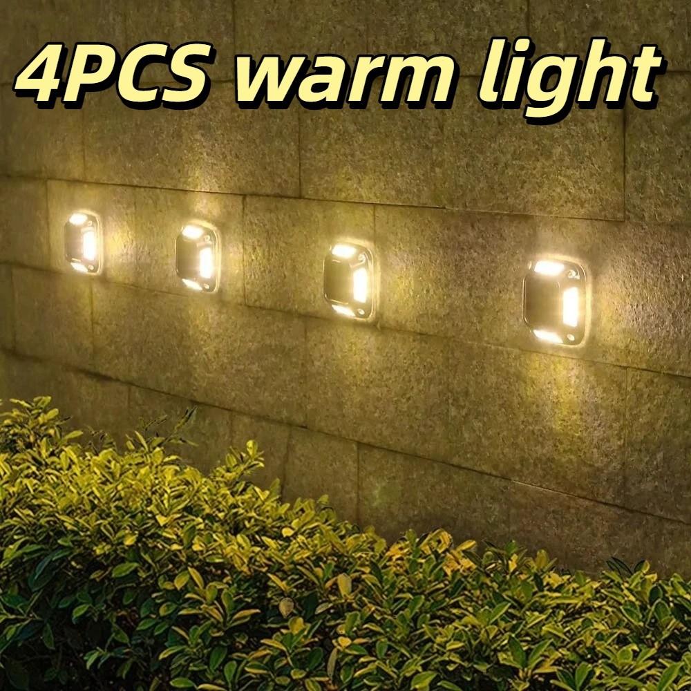 

4 PCS 8 LED Solar Ground Lights Waterproof Stainless Steel Garden Light Warm Light/White Light Recessed Design Wall Lamp Lawn