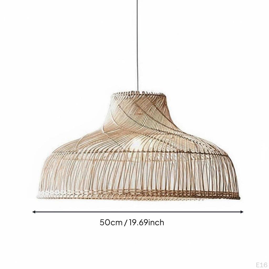 Rattan Pendant Lampshade Retro Design Woven Hanging Light Shade Rustic Elegance Fiber Lamp Cover for