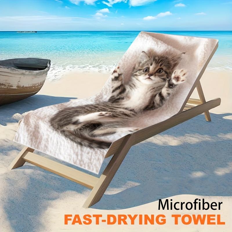 Extragroßes Süßes Katzenmotiv Mikrofaser Strandtuch Super Saugfähig Schnell Trocknend Leicht für Reisen Fitnessstudio Dusche Camping Geschenk für W