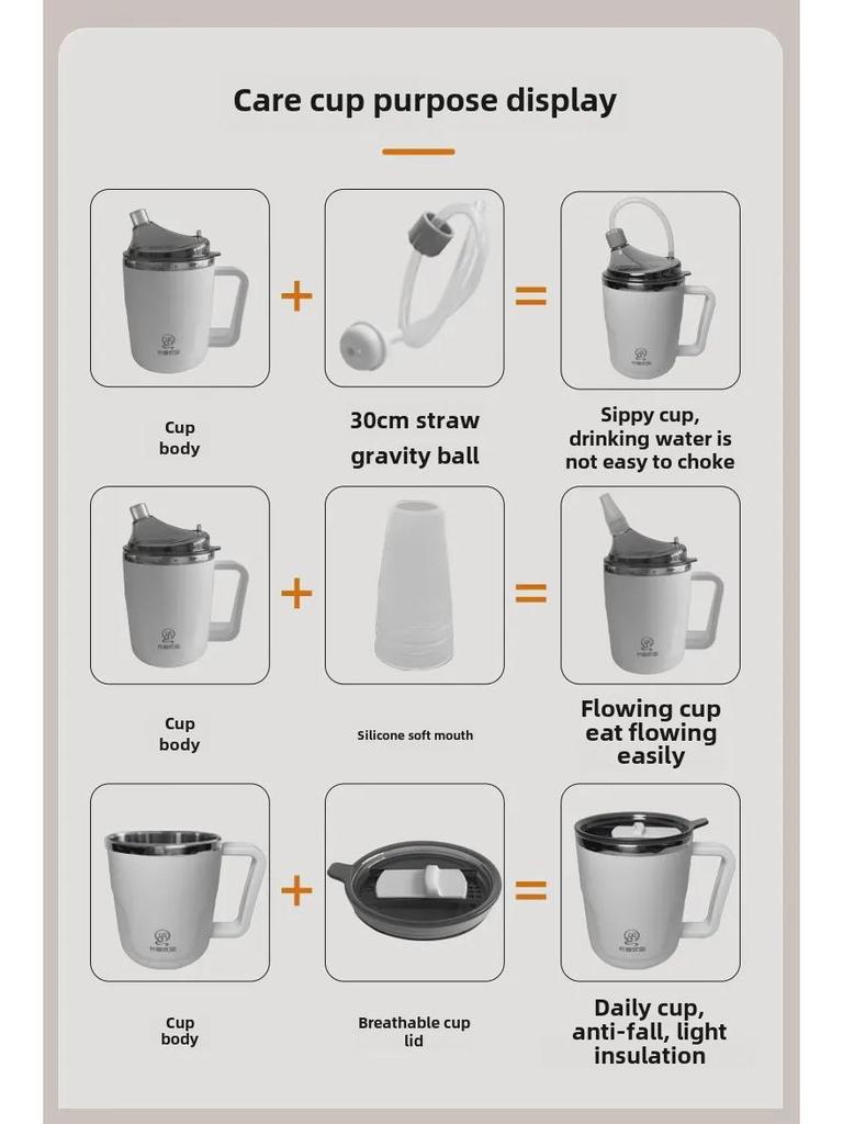 Auslaufsicherer Stillbecher mit Strohhalm für ältere Menschen mit Erstickungsschutz