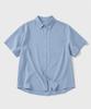 WORK ON BODY OFF Claire Semi-Overfit Linen Short Sleeve Shirt [Blue]