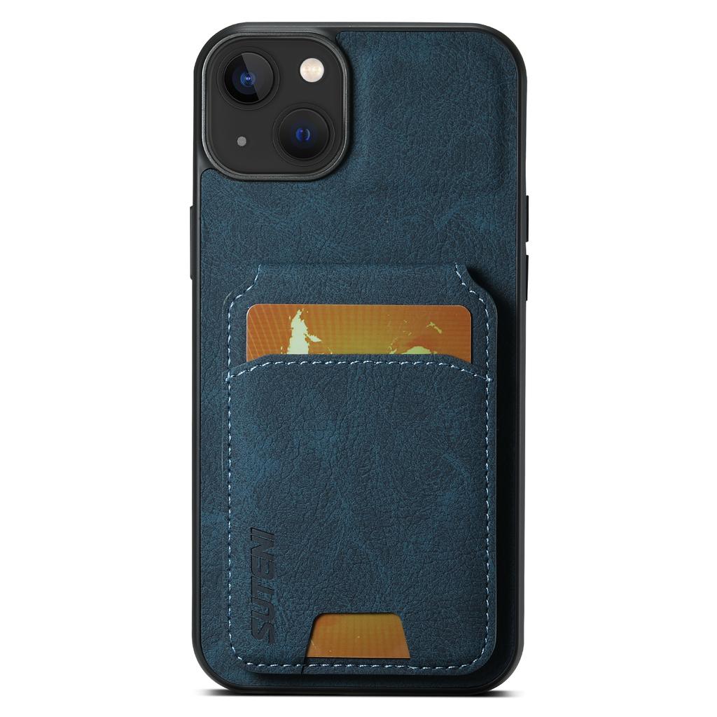 For iPhone 14 Plus Cell Phone Case Litchi Texture Anti-fall Leather Protective Back Shell