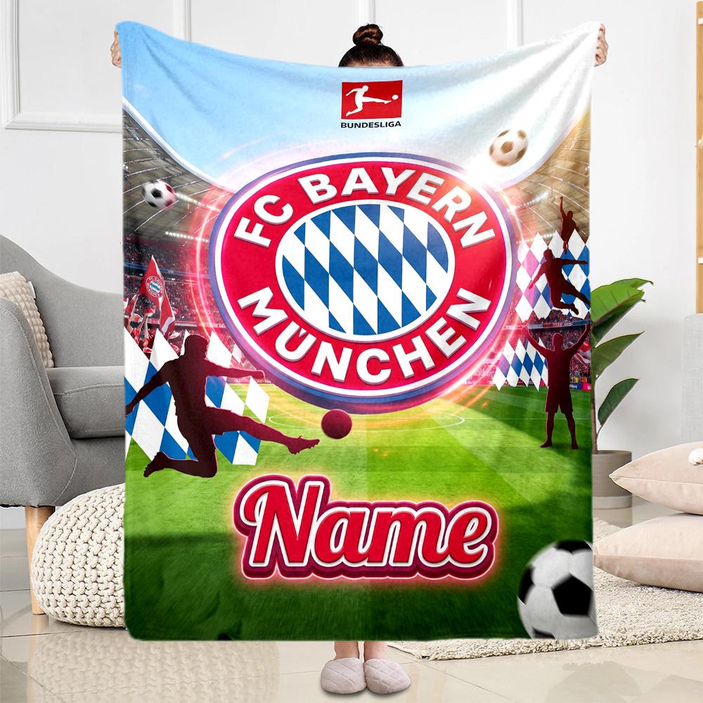 Bayern Munich Fan Gear Customize Your Name Blanket Cozy Customizable Blanket Durable Comfort for Home Decor Picnics Seaside Livingroom