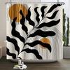 Mid Century Abstrakt Boho Duschvorhang Grünes Blatt Pflanze Modern Bogen Sonne Minimalistisch Nordisch Wasserdicht Badezimmer Badvorhang
