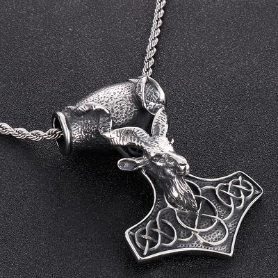 Schwere, massive Halskette mit Schafskopf-Anhänger aus Edelstahl 316L für Männer, männlicher Schmuck, Zubehör, gravierbar