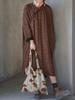 Women Vintage Print Floral Dresses Stand Long Sleeve Cotton Spring Chinese Style Robes Button Women Dress