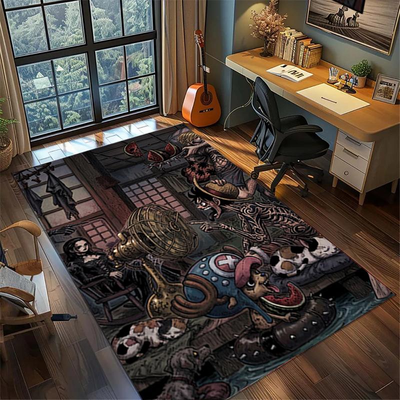 

ONE PIECE Decorative Large Area Rug Non Slip Washable Carpet Gamer Room Bedroom Mat kwq46 60x90cm