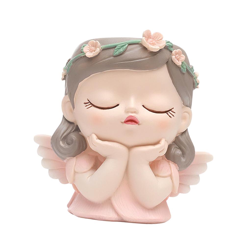 Girl Head Planter Cartoon Girl Statue Figurine Resin Creative Flowerpot for Living Room Indoor Outdoor Garden Tabletop Gifts