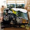 Steam Train Duvet Cover Digital Illustration Of A Locomotive Train On A Steel Railway Track Adventure Art Polyester Qulit Cover