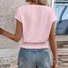 Damenmode V-Ausschnitt Farbe Hohl Kurzarm Oberteil T-Shirt Sommer