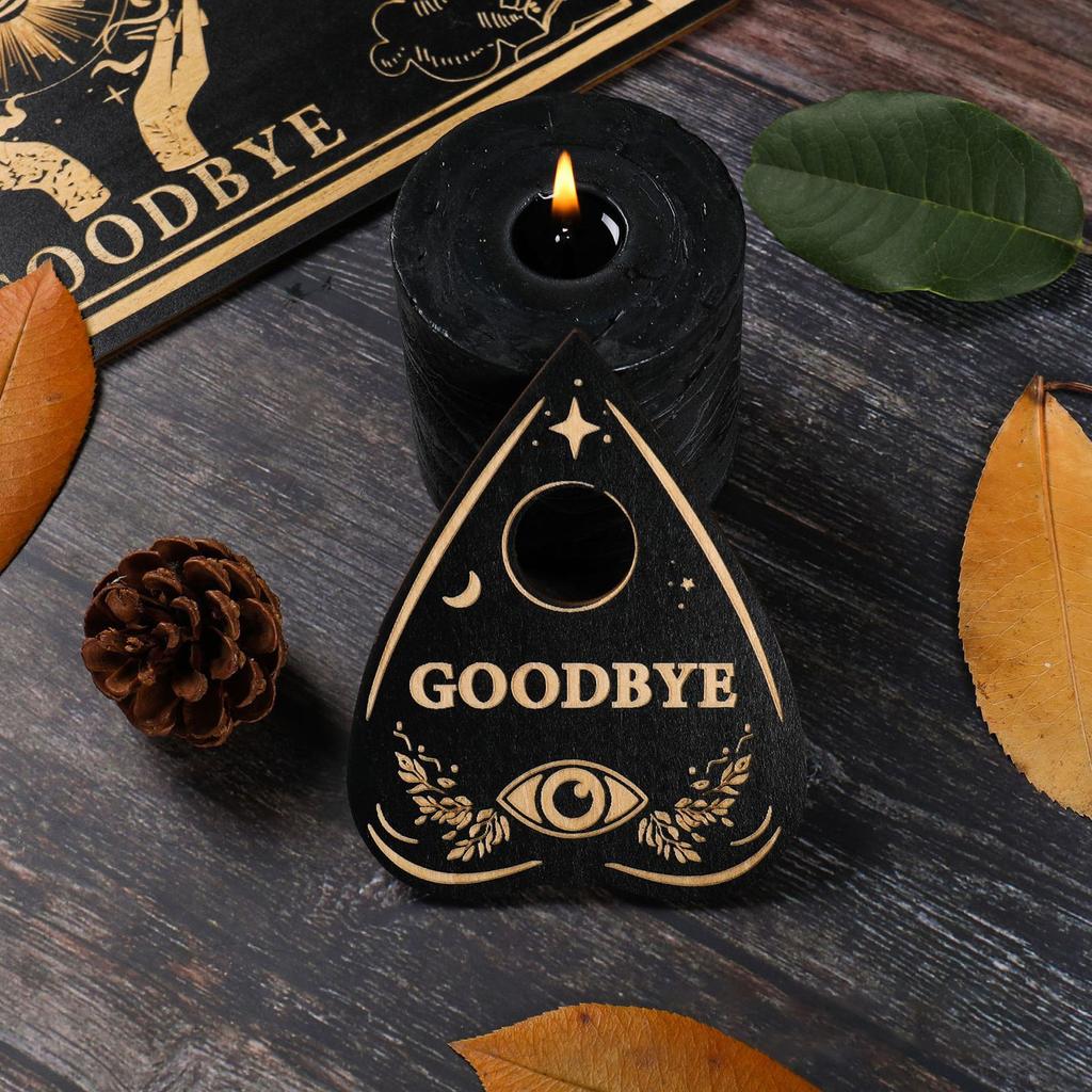 Rectangular Wood Witchcraft Altar Butterfly Compass Plate Dowsing Game Divination Board Carven Wooden Metaphysical Message