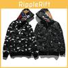 Bape Camouflage Hoodie With Shark Head Design Soft Comfortable Full Zip Jacket