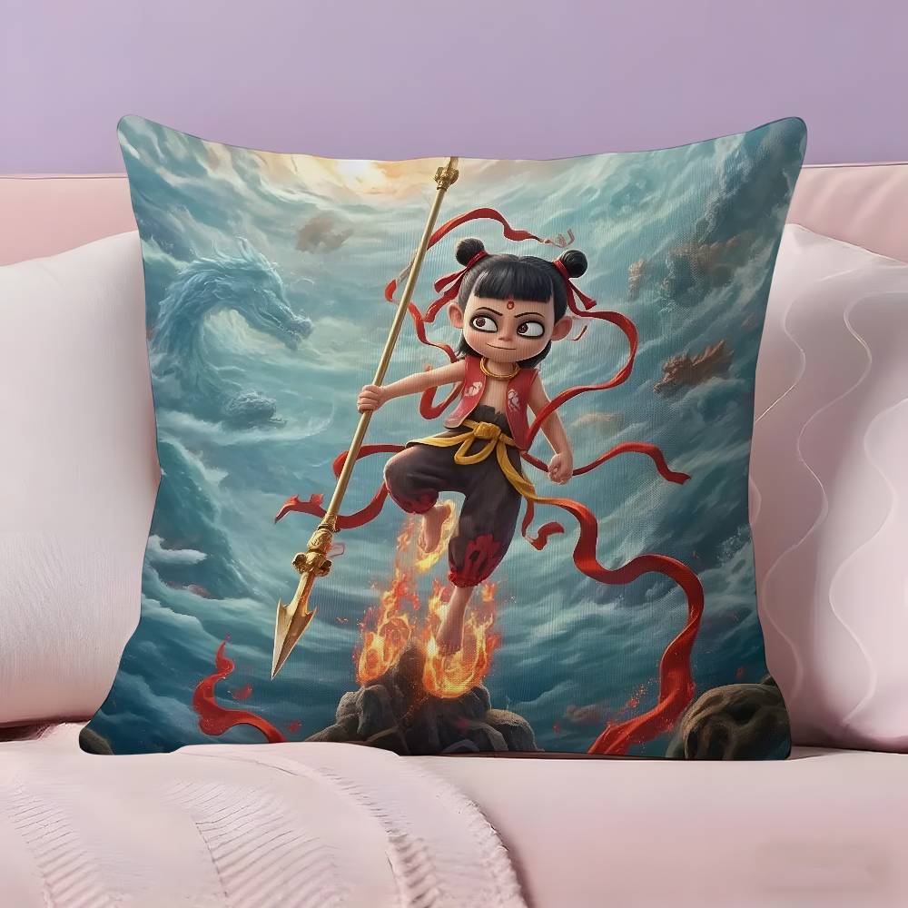 Chinese Anim Nezha Pillow Case Pillowcase Ultra Soft Skin Friendly Fabric Cloud Like Comfort & Concealed Zipper