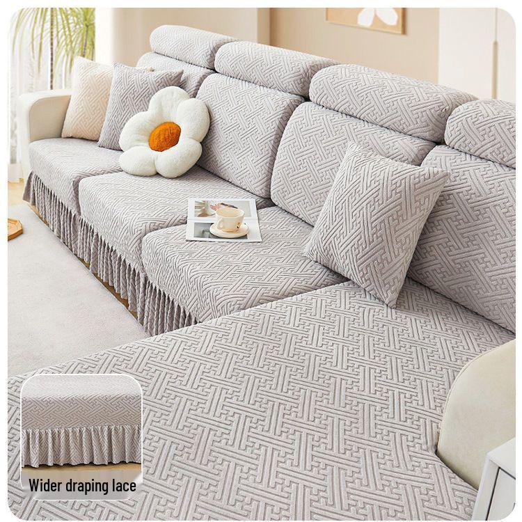 Four Seasons Universal Non-Slip Sofa Cover - Full Wrap, Simple Design for Living Room