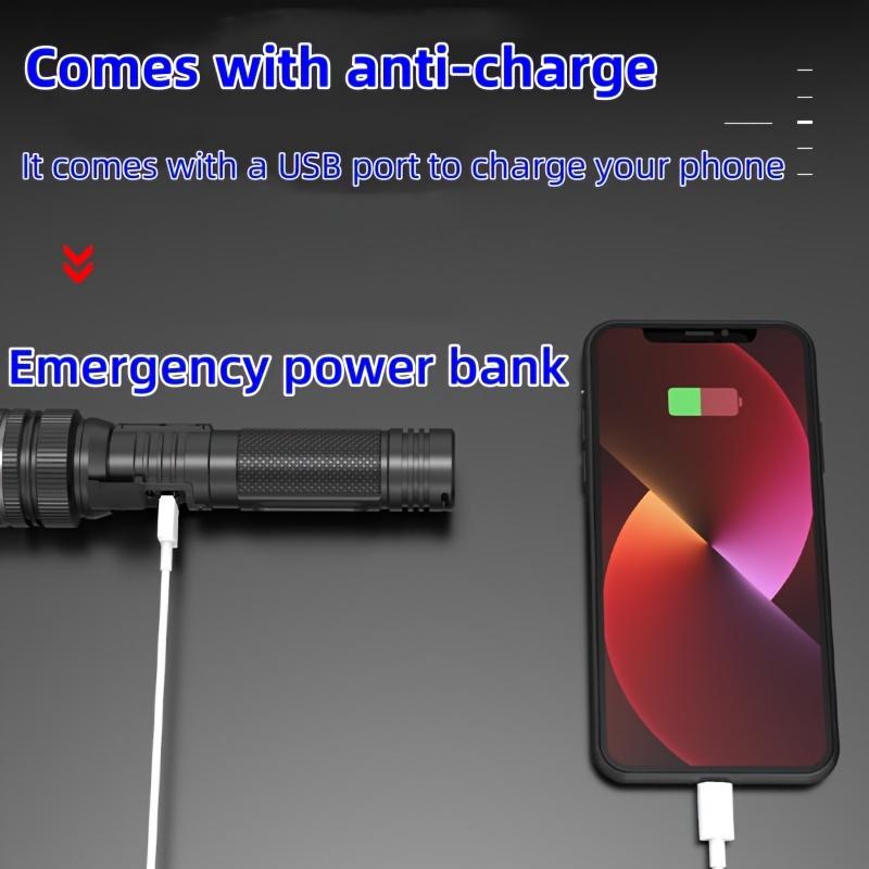 Bright LED Flashlight with Digital Display-USB Rechargeable,Aluminum Retractable Outdoor Emergency Lighting 150 Lumens,3 Modes White Laser Module