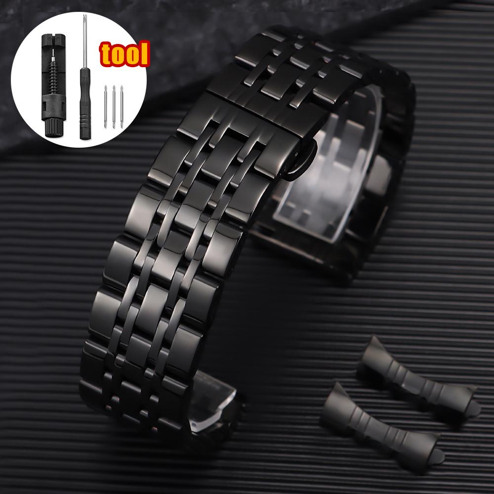 Massives Edelstahl-Uhrenarmband für Tissot Qualität Schmetterlingsverschluss Armband Gebogenes/Flaches Metallarmband 12/14/16/18/19/20/21/22mm