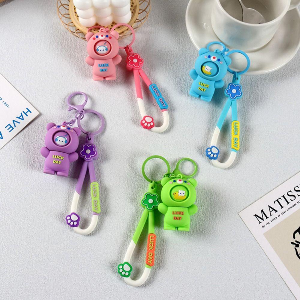 Anti Lost Cartoon Mini Bear Pendant Backpack Hanging Bear Keyrings  Female Lady Girl