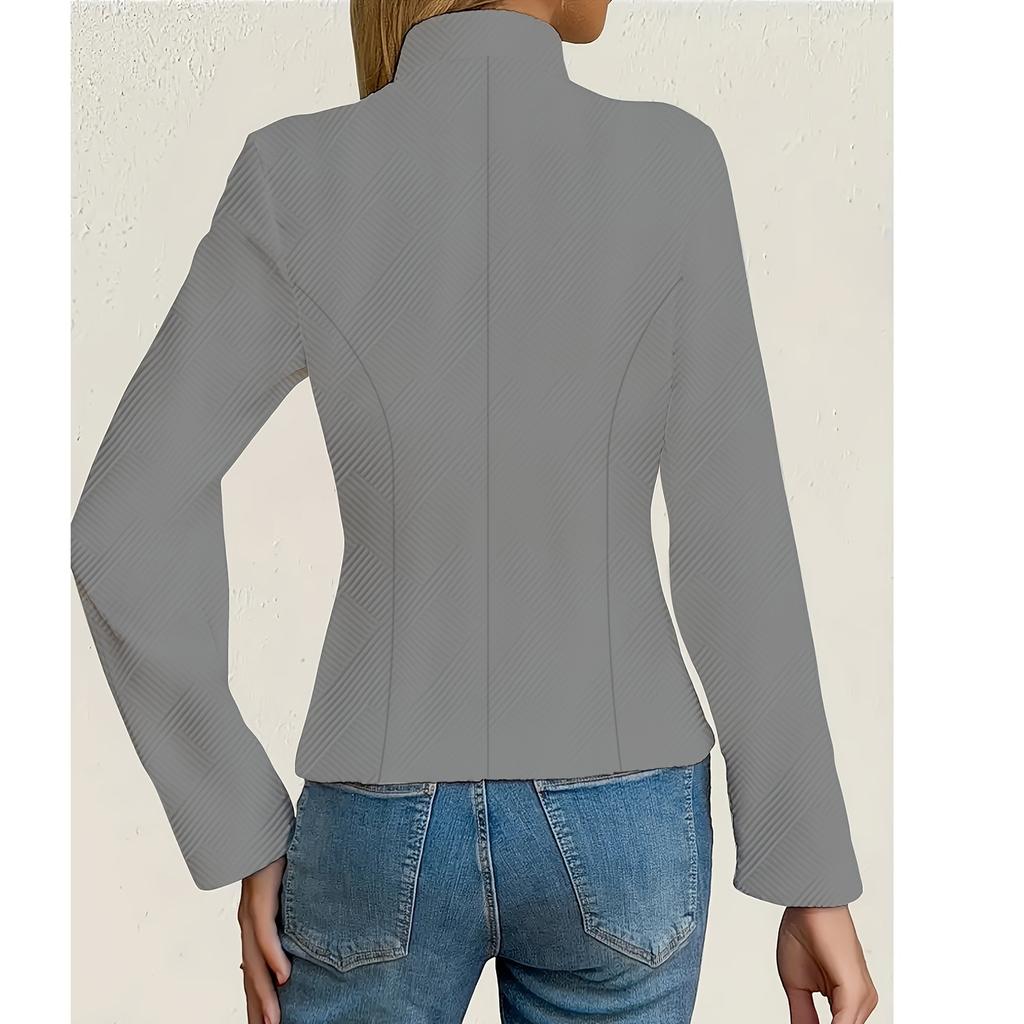 Women's Casual Solid Color Slim Fit Two Button Collar With Missing Corners Long Sleeved Suit Jacket
