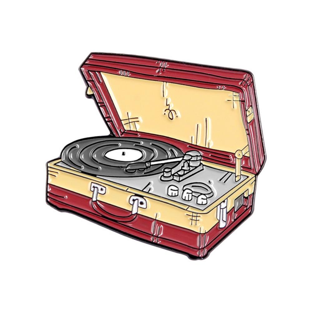 

New music enamel lapel pin, classic phonograph vinyl record brooch, badge, fashionable pin, friend gift