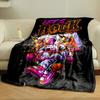Astronaut playing electric guitar with vibrant cosmic and speaker elements. for all seasons blanket lunch break throw gift