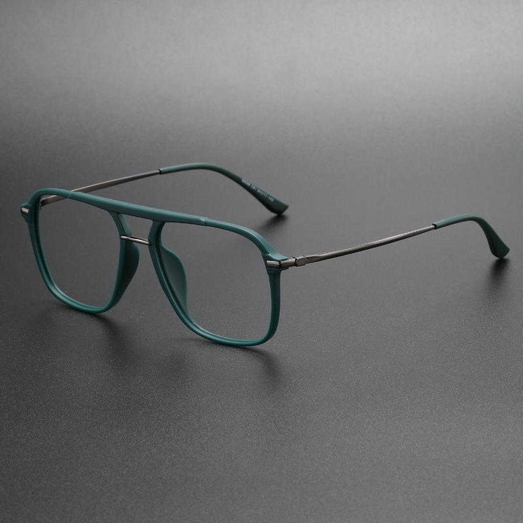

TR90 Metal Square Frame Spectacle Retro Double Beams Eyeglasses Frames Blue Light Blocked Computer Eyewear Unisex