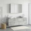 Bathroom Furniture Set 4 Pcs Concrete Grey Engineered Wood and Glass