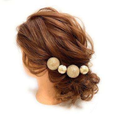 Enfeite de cabelo estilo japonês, bola de ouro, cerimônia kanzashi, cerimônia de casamento, cerimônia de formatura, quimono, hakama, cocar, casamento, noiva, maioridade