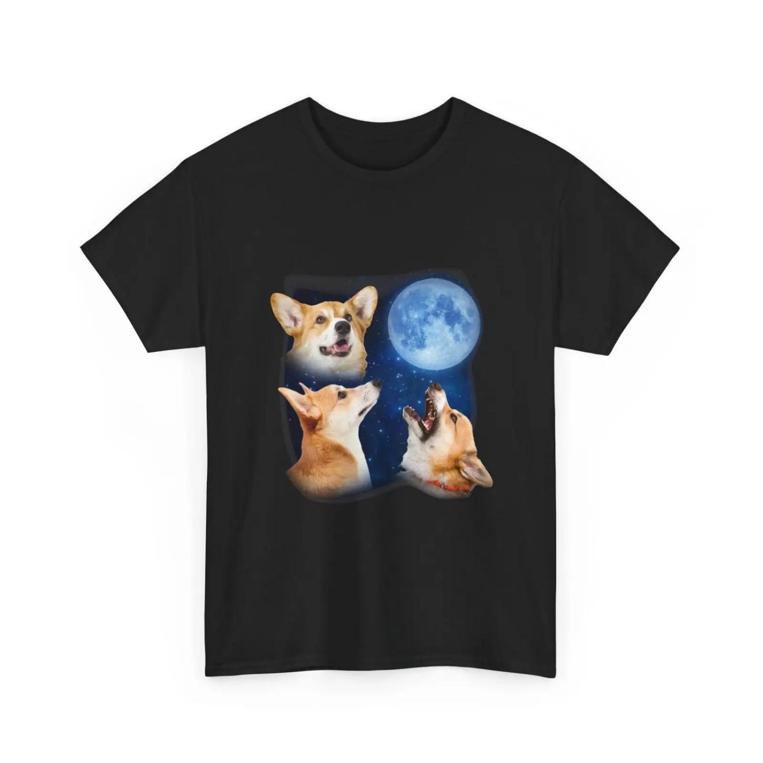 Dog with Moon T Shirt Three Dogs Pat Animal Lovers S