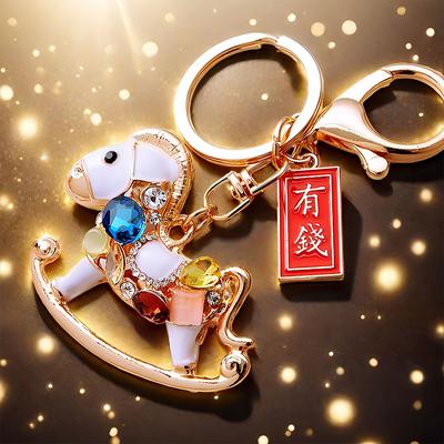 Neujahr Tierkreis Pferd Schlüsselanhänger/Anhänger/Schlüsselanhänger - Niedlich mit Strasssteinen